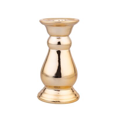 Świecznik porcelanowy złoty 7 x 7 x 13,5 cm