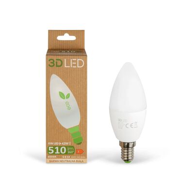 Żarówka LED świeczka E14 6W barwa neutralna 3D LED