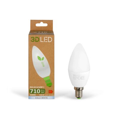 Żarówka LED E14 8 W świeczka barwa zimna 3D LED