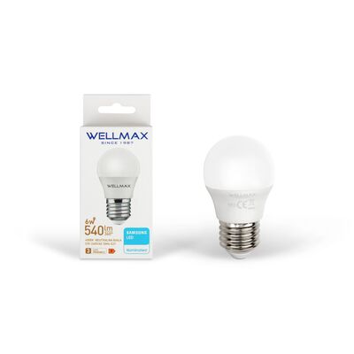 Żarówka LED E27 6 W kulka barwa neutralna Wellmax