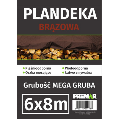 Plandeka 6 x 8 m brązowa