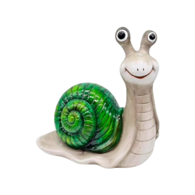Figurka ceramiczna ślimak 30 cm zielono-szara