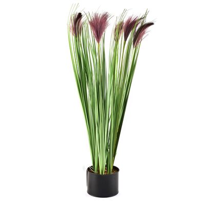 Trawa sztuczna w doniczce 12,5 x 74 cm fioletowe kwiaty