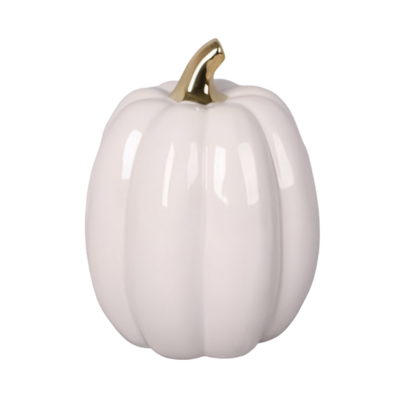 Figurka ceramiczna dynia HTC9338 13 x 3 x 16,5 cm biała