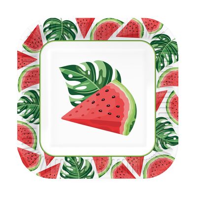 Talerze papierowe kwadratowe 23 cm Tasty Watermelons Eco 10 szt.