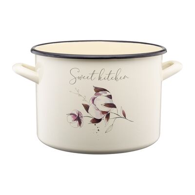 Garnek emaliowany wysoki z kalką FLORES 22 cm/6 l WZ1