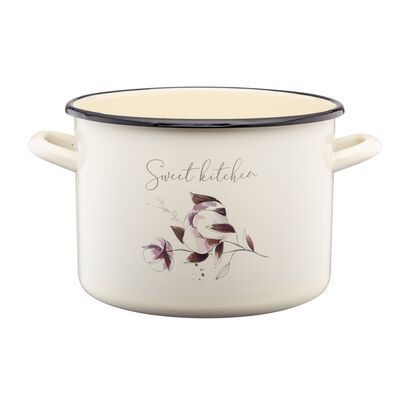 Garnek emaliowany wysoki z kalką FLORES 24 cm/7 l WZ1