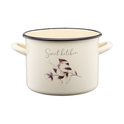 Garnek emaliowany wysoki z kalką FLORES 20 cm/4,4 l WZ1