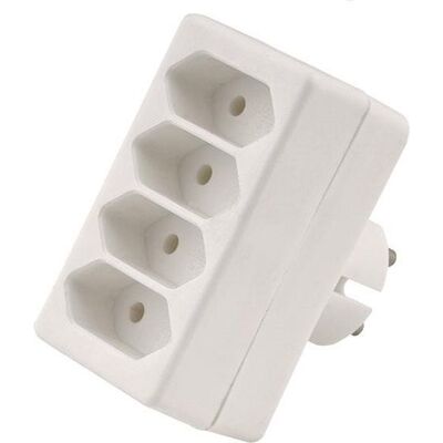 Rozgałęźnik 4 gniazda, 4x2P-euro, bez uziemienia, biały