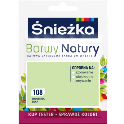 Śnieżka Farba lateksowa Barwy Natury TESTER wiosenna łąka 108 25 ml
