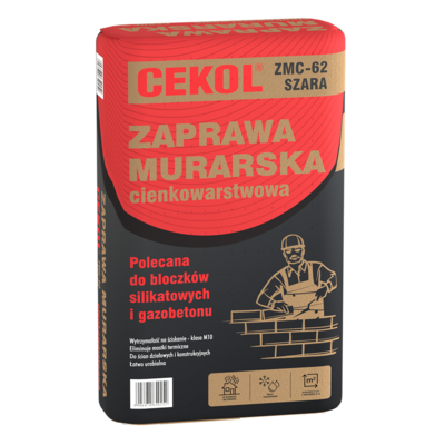 Cekol Ciemkowarstwowa zaprawa murarska ZMC-62 szara 25 kg