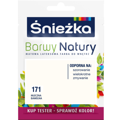 Śnieżka Farba lateksowa Barwy Natury TESTER mleczna bawełna 171 25 ml