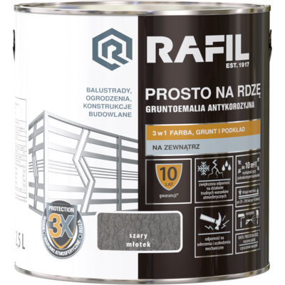 RAFIL Emalia PROSTO Na Rdzę Młotkowy Szary 2,5 l
