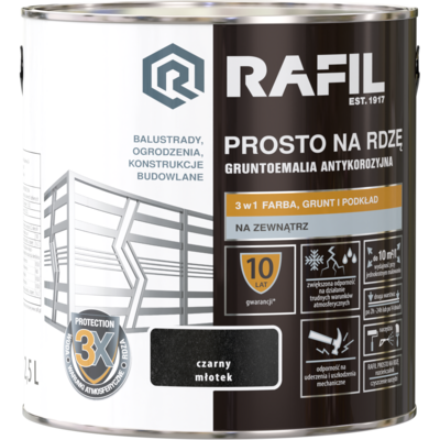 RAFIL Emalia PROSTO Na Rdzę Młotkowy Czarny 2,5 l