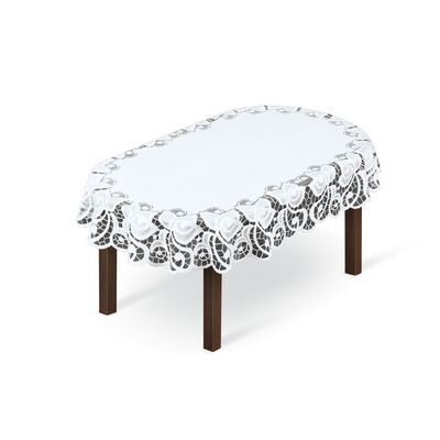 Obrus żakardowy owal 254261/130y 130 x 180 cm biały