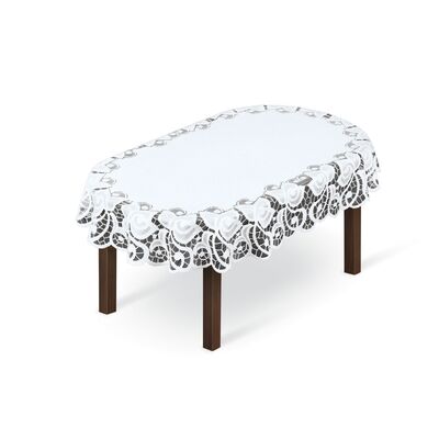 Obrus żakardowy owal 254261/100y 100 x 150 cm biały