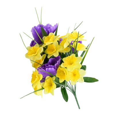 Bukiet żonkili i irysów 10 główek żółto-fioletowy