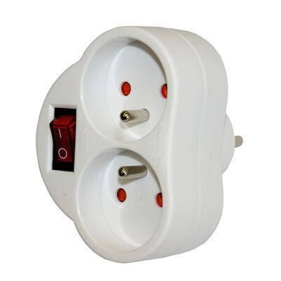 Rozgałęźnik podwójny z uziemieniem + łącznik 16 A