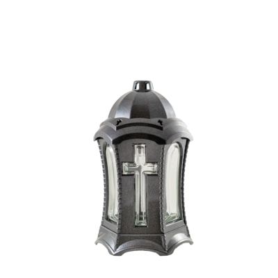 Lampion dwa krzyże 28 cm złoty/srebrny