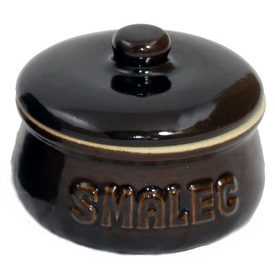 Garnek na smalec okrągły z pokrywą i napisem 0,3 l