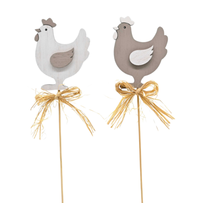 Ozdoba na piku kura biała/brązowa 33,5 cm