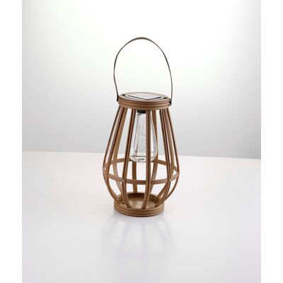 Lampion solarny naturalny bambus 16,5 x 16,5 x 24,5 cm