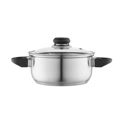 Garnek nierdzewny 1,9 l 18 cm z pokrywą szklaną Emilio