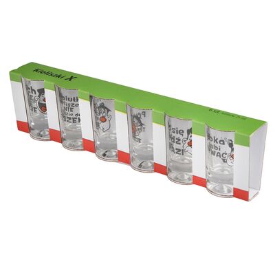 Komplet 6 kieliszków do wódki Humor toasty 25 ml