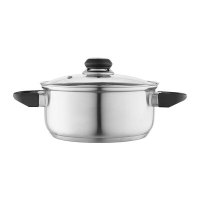 Garnek nierdzewny 2,5 l 20 cm z pokrywą szklaną Emilio