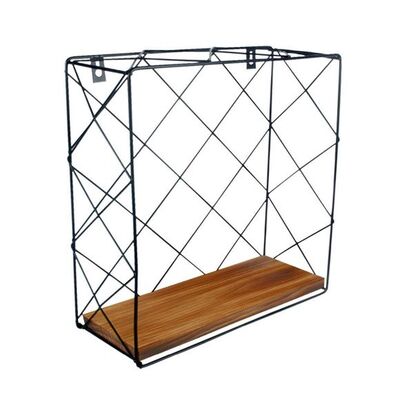 Półka kwadrat metal SIMPLE L drewniany GROA