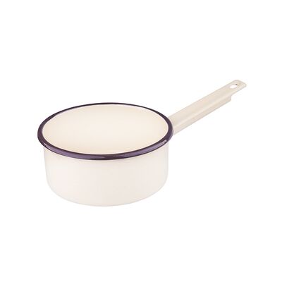 Rondel emaliowany z trzonkiem 1,0 l śr. 14 cm wy. 7 cm krem