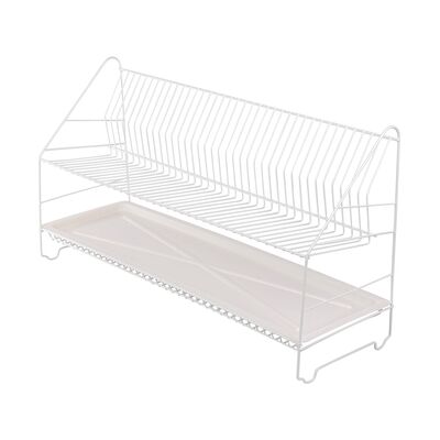 Suszarka do naczyń 2-poziomowa 80 cm biała z tacką