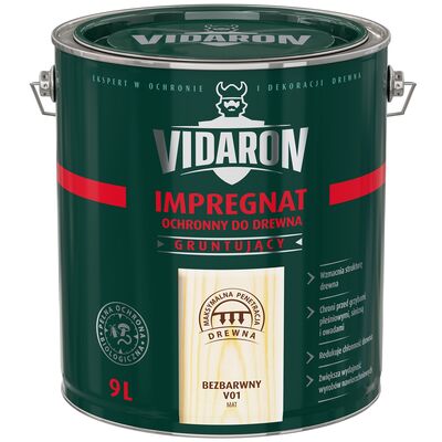 VIDARON Impregnat Ochronny do drewna Gruntujący bezbarwny 9l