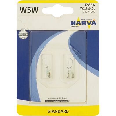 Zestaw żarówek samochodowych W5 W całoszklane W2.1 x9.5d 12 V blister NARVA