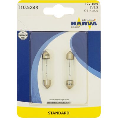 Zestaw żarówek samochodowych C10 W rurki T10.5x43 SV8,5 12 V blister NARVA
