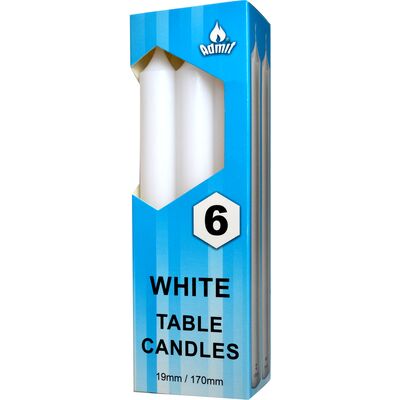 Świeca stołowa biała 17 cm 6 szt.