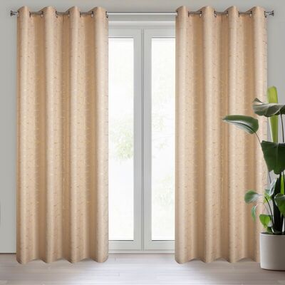 Zasłona gotowa na przelotkach Evi 140 x 250 cm beżowo-złoty