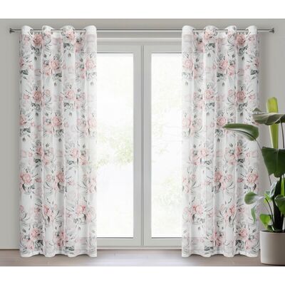 Zasłona gotowa na przelotkach Ellie 140 x 270 cm biało-różowy