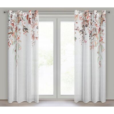 Komplet zasłon na przelotkach Meg 140 x 260 cm biało-rudy 2 sztuki