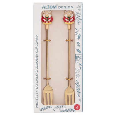 Widelczyk do ciasta z Mikołajem 2 sztuki złoty