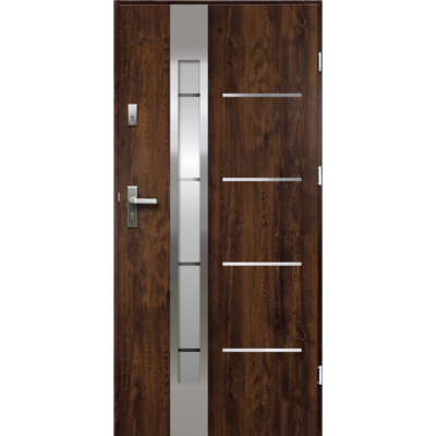 Drzwi zewnętrzne S68 LUNA lakomat-paski inox orzech 90L 2Z/011/07