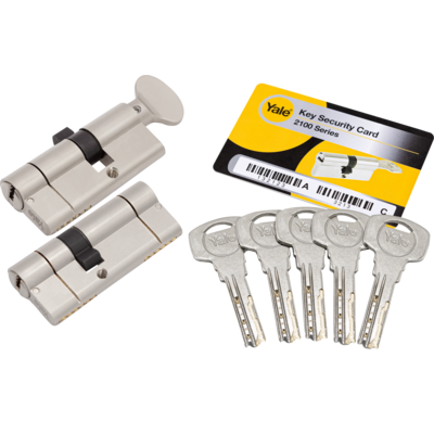 Yale Komplet wkładek 2100 45/30 + 45/30G satyna