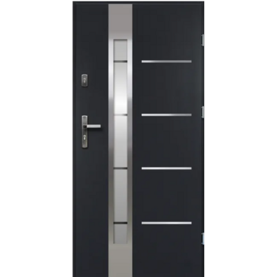 Drzwi zewnętrzne S68 LUNA lakomat-paski inox antracyt 90L 2Z/011/07