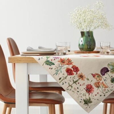 Obrus dekoracyjny gobelinowy 100 x 100 cm beżowy