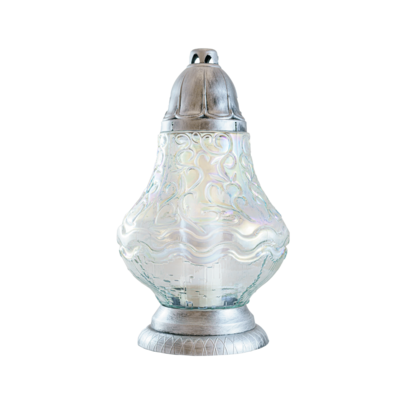 Znicz szklany 33,5 x 20 cm 39 h 130 g srebrny