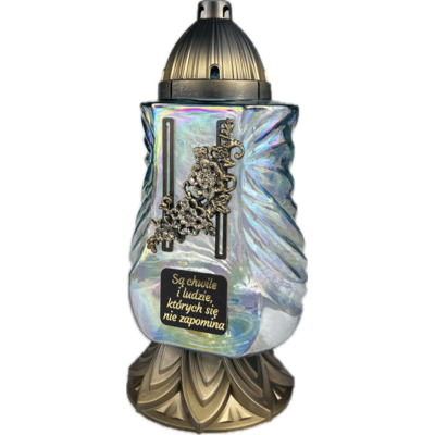 Znicz S4 zdobiony 16 x 34 cm 66 h 180 g złoty/srebrny