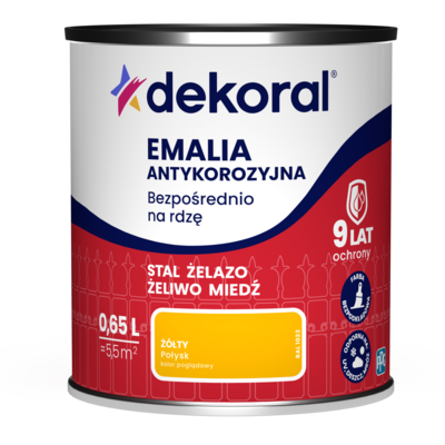 Dekoral Emalia antykorozyjna Bezpośrednio na rdzę Żółty połysk 0,65 l