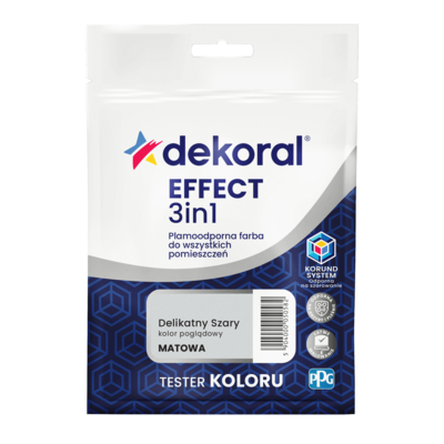 Dekoral Farba plamoodporna do wszystkich pomieszczeń EFFECT 3in1 TESTER Delikatny szary 0,04 l