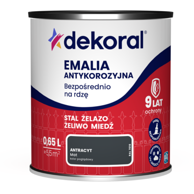 Dekoral Emalia antykorozyjna Bezpośrednio na rdzę Antracyt mat 0,65 l