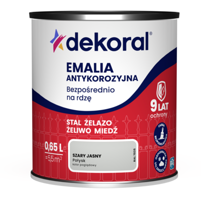 Dekoral Emalia antykorozyjna Bezpośrednio na rdzę Szary jasny połysk 0,65 l